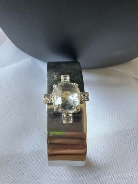 Vintage Gerard Yosca Crystal Accent Silver Cuff Bracelet